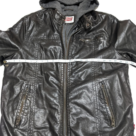 Levi's Men's Faux Leather Trucker Hooded Size Medium M - Picture 8 of 8